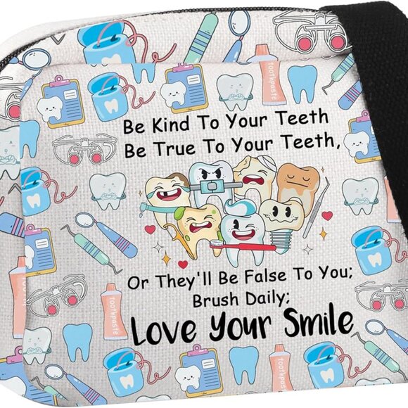 Be Kind To Your Teeth Crossbody Bag - Lightweight, Durable, Multiple Pockets, Pe - Picture 1 of 7